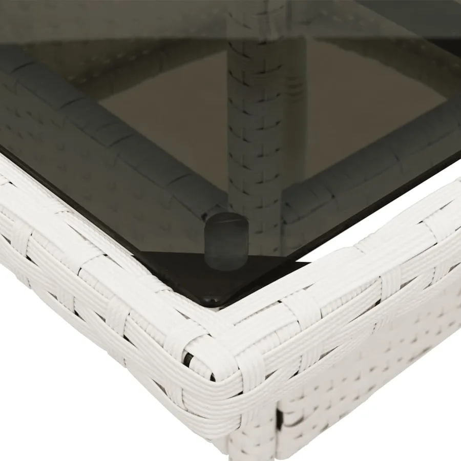 Table de jardin dessus en verre blanc 80x80x75cm résine tressée - 10