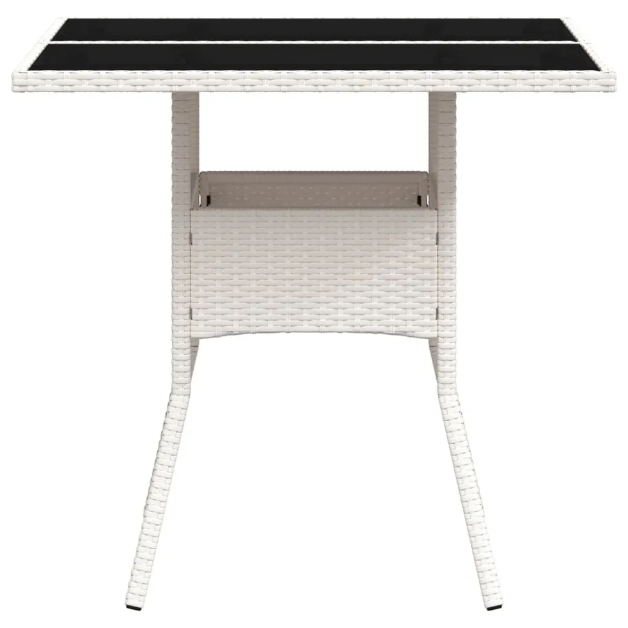 Table de jardin dessus en verre blanc 80x80x75cm résine tressée - 6