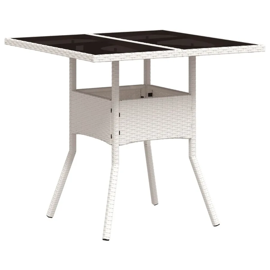 Table de jardin dessus en verre blanc 80x80x75cm résine tressée - 7