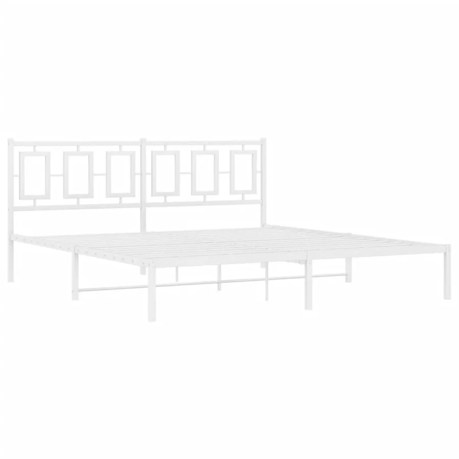 Cadre de lit métal sans matelas et tête de lit blanc 183x213 cm - 3