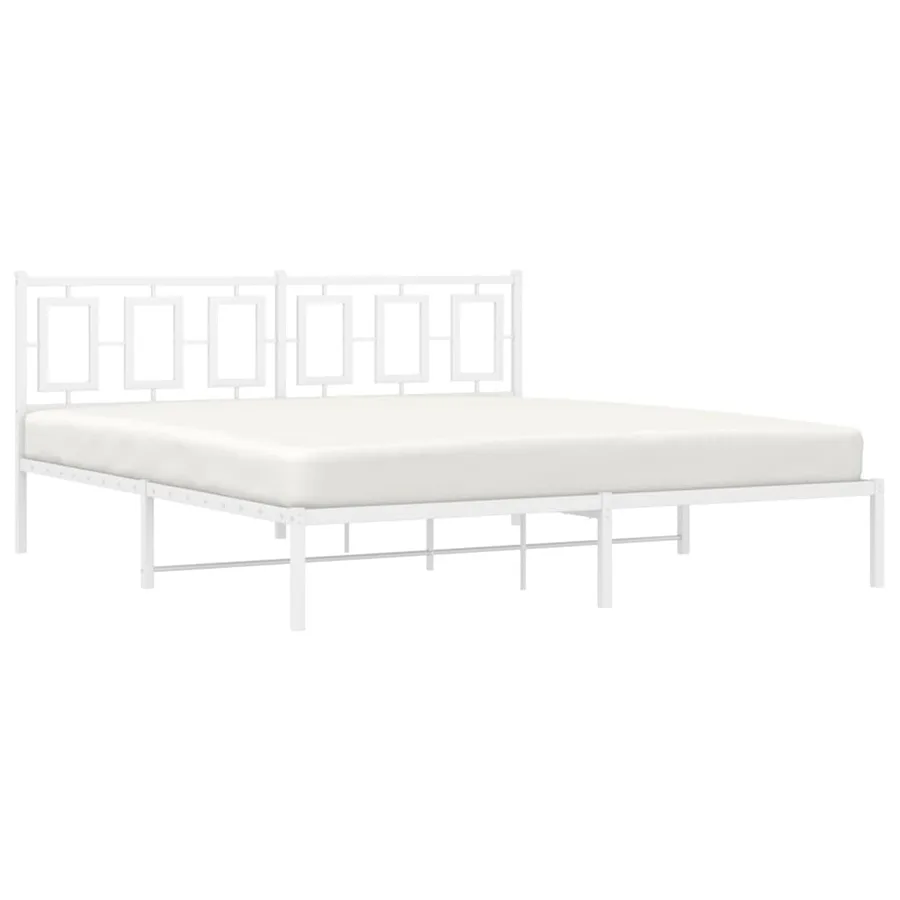 Cadre de lit métal sans matelas et tête de lit blanc 183x213 cm - 4