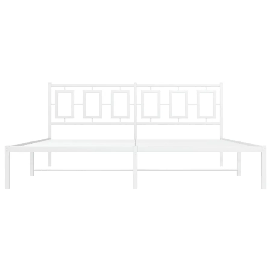 Cadre de lit métal sans matelas et tête de lit blanc 183x213 cm - 5