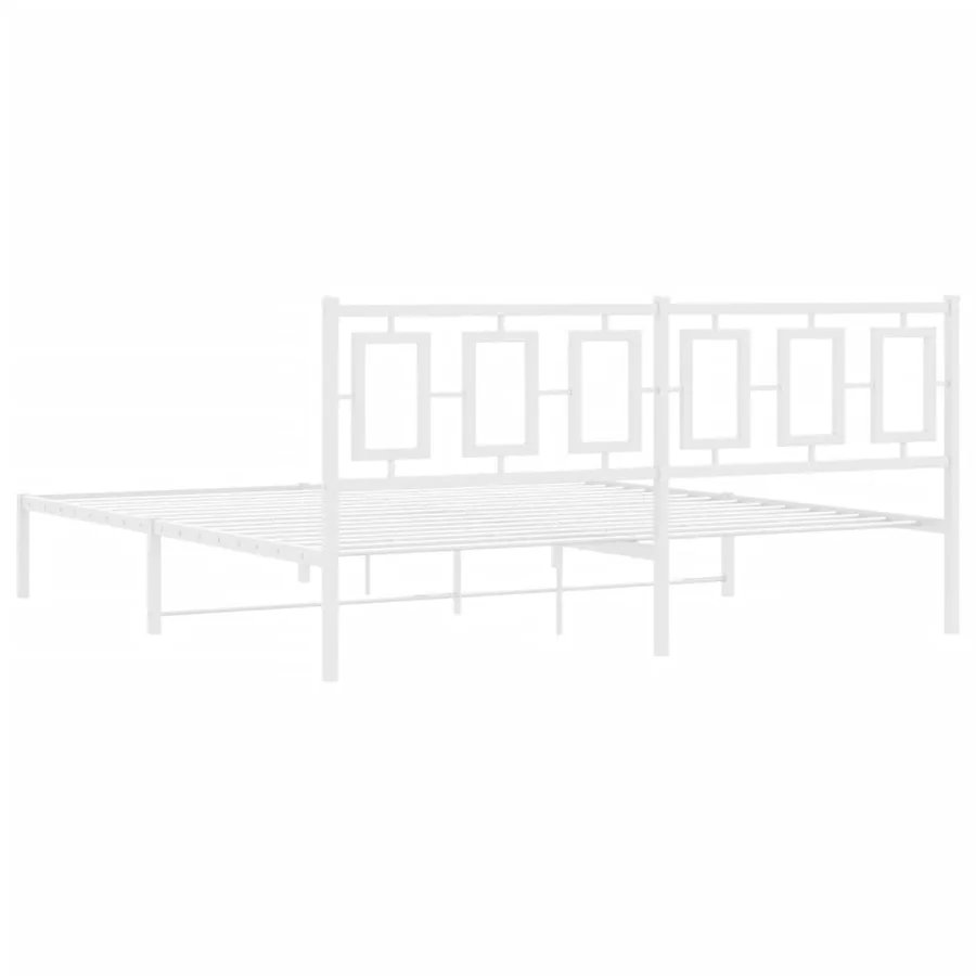 Cadre de lit métal sans matelas et tête de lit blanc 183x213 cm - 7