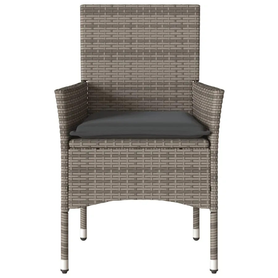 Chaises de jardin avec coussins lot de 2 gris résine tressée - 5