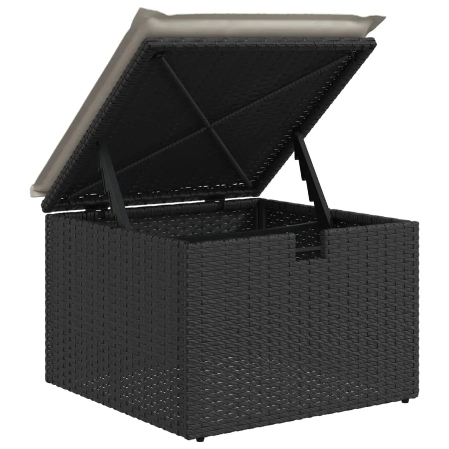 Salon de jardin 8 pcs avec coussins noir résine tressée - 12