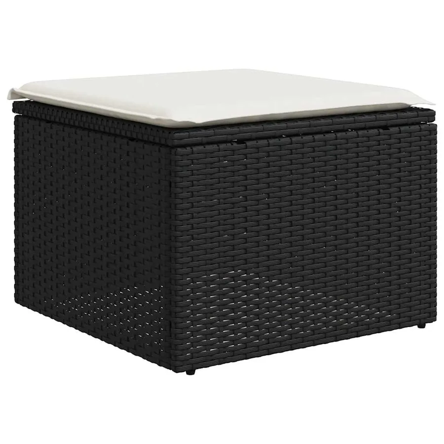 Salon de jardin 9 pcs avec coussins noir résine tressée - 5