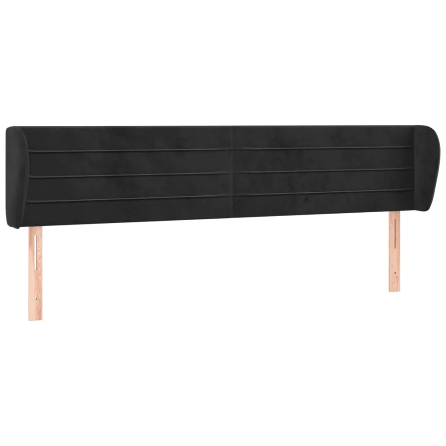 Tête de lit avec oreilles Noir 163x23x78/88 cm Velours - 2