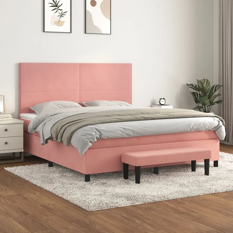 Sommier à lattes de lit avec matelas Rose 180x200 cm Velours