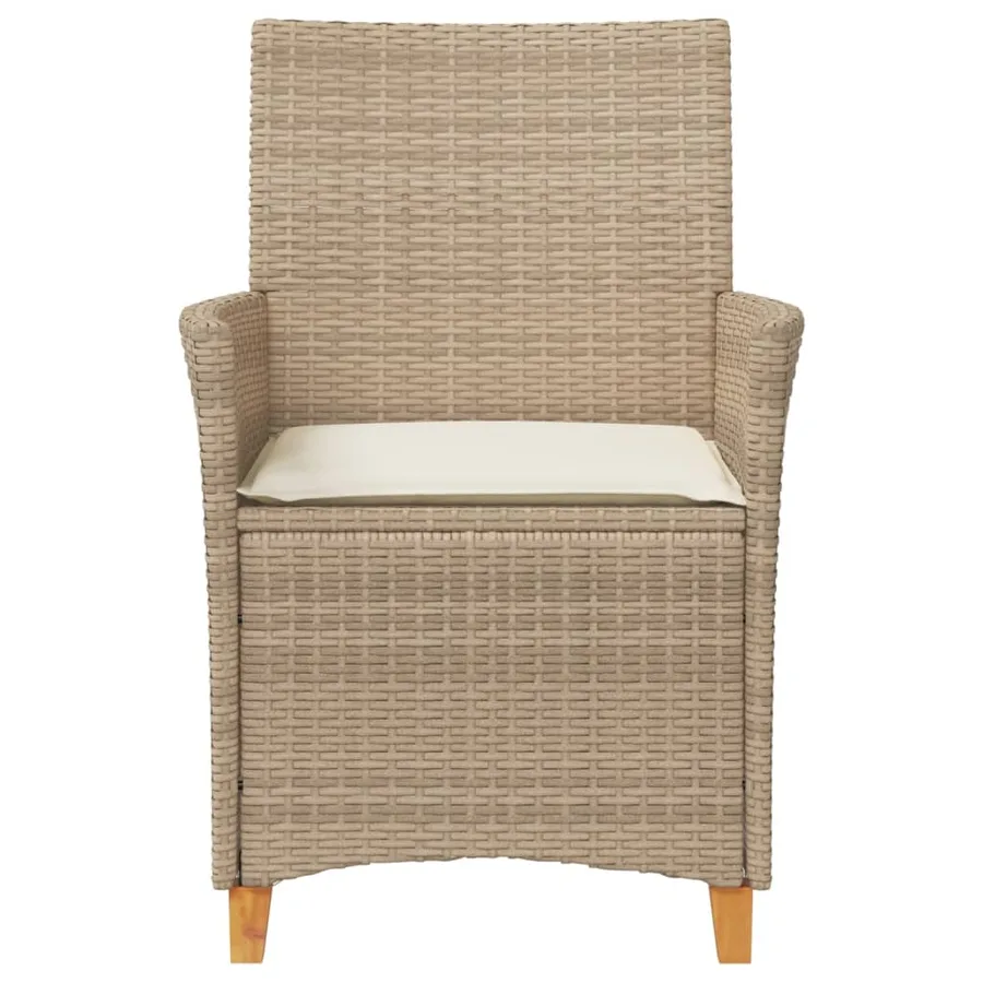 Chaises de jardin coussins lot de 2 beige résine tressée bois - 5