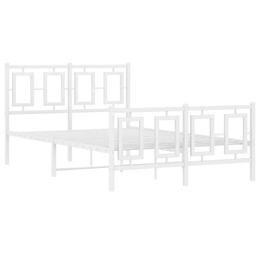 Cadre de lit métal sans matelas et pied de lit blanc 120x200 cm - 3