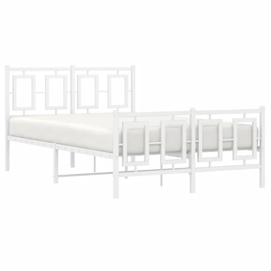 Cadre de lit métal sans matelas et pied de lit blanc 120x200 cm - 4