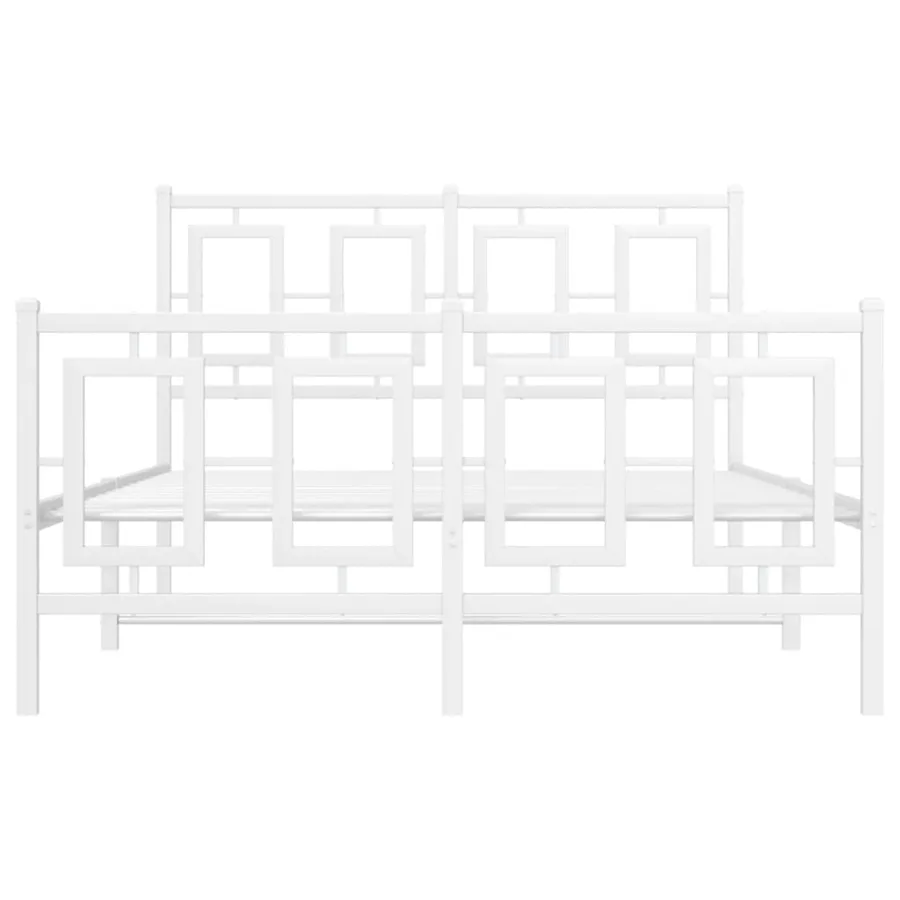 Cadre de lit métal sans matelas et pied de lit blanc 120x200 cm - 5