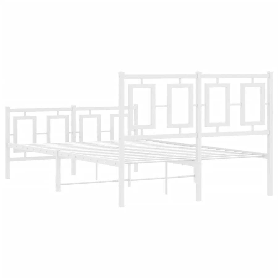 Cadre de lit métal sans matelas et pied de lit blanc 120x200 cm - 7