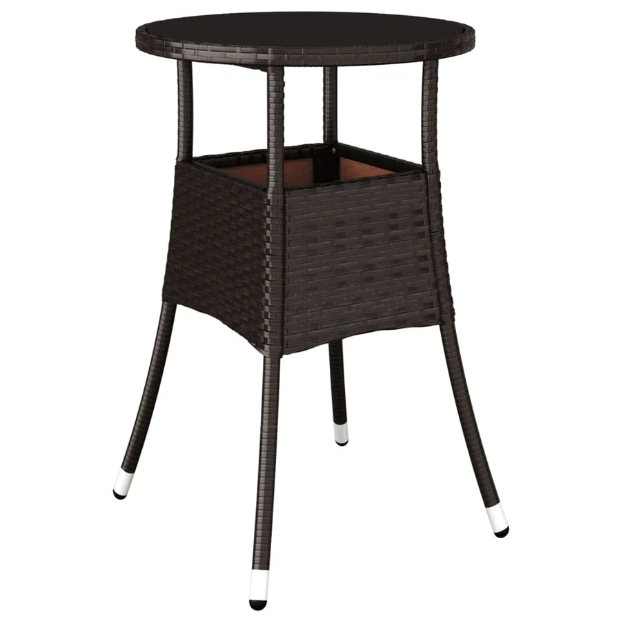 Ensemble à manger de jardin et coussins 3pcs marron rotin verre - 4