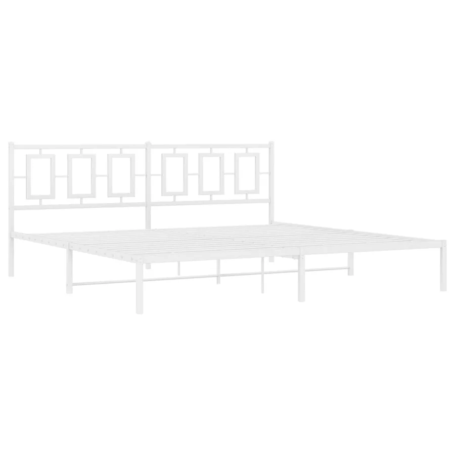 Cadre de lit métal sans matelas et tête de lit blanc 200x200 cm - 3