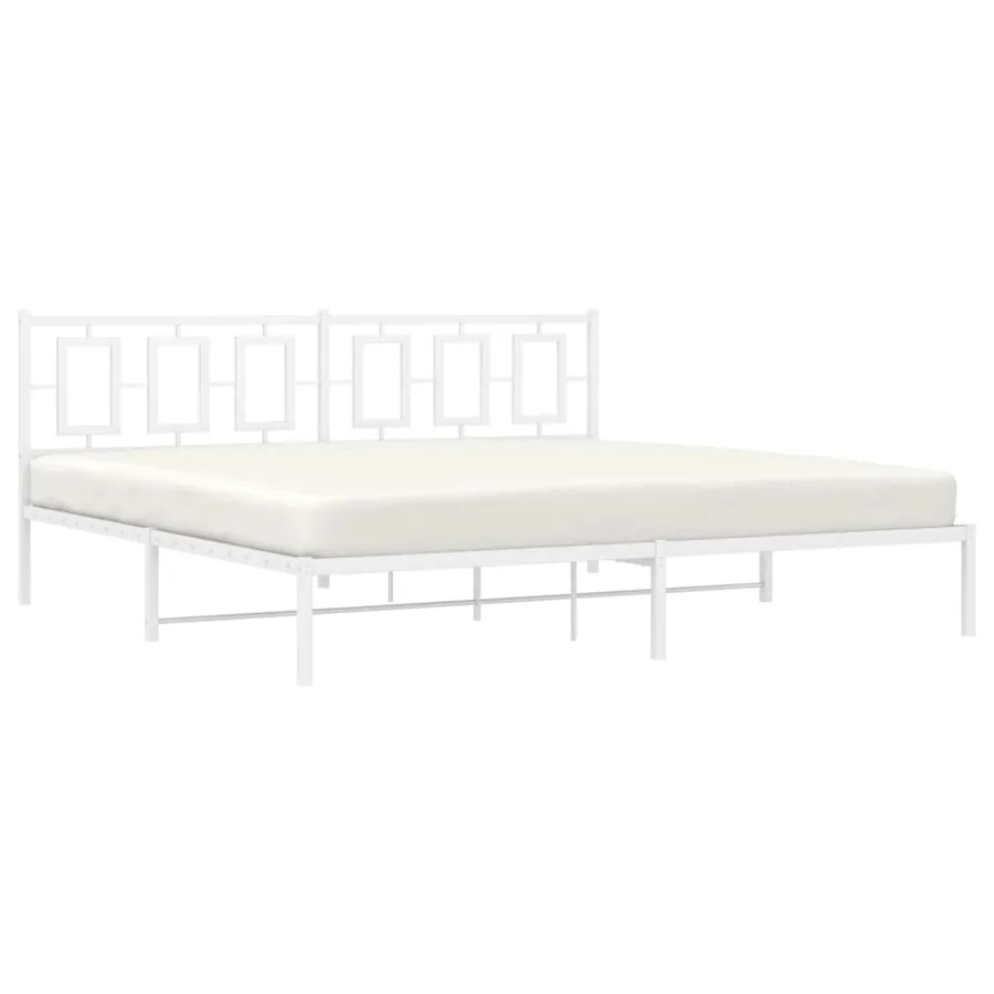 Cadre de lit métal sans matelas et tête de lit blanc 200x200 cm - 4