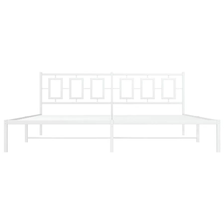 Cadre de lit métal sans matelas et tête de lit blanc 200x200 cm - 5