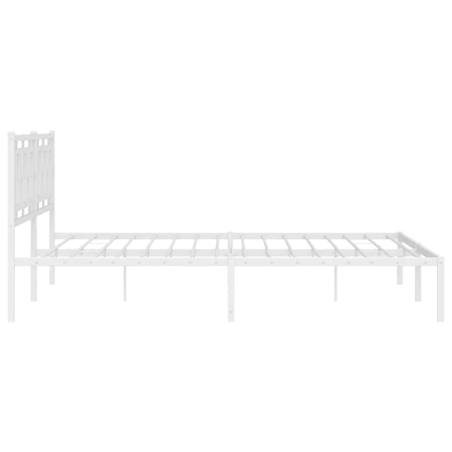 Cadre de lit métal sans matelas et tête de lit blanc 200x200 cm - 6