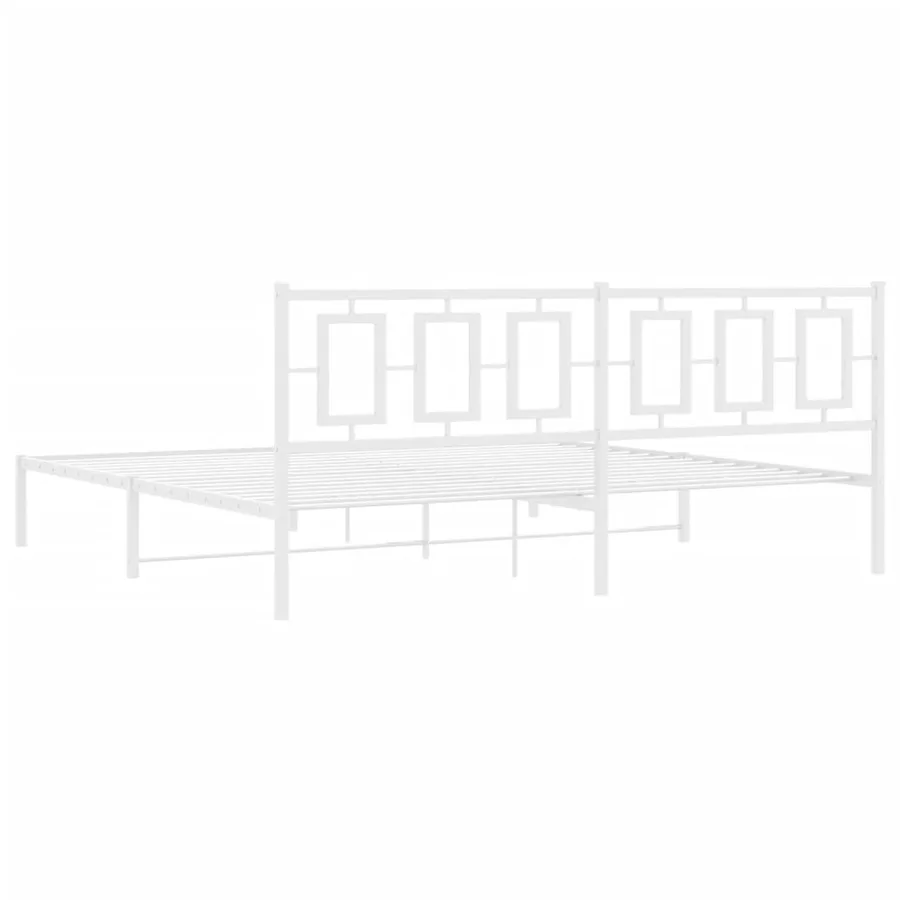 Cadre de lit métal sans matelas et tête de lit blanc 200x200 cm - 7