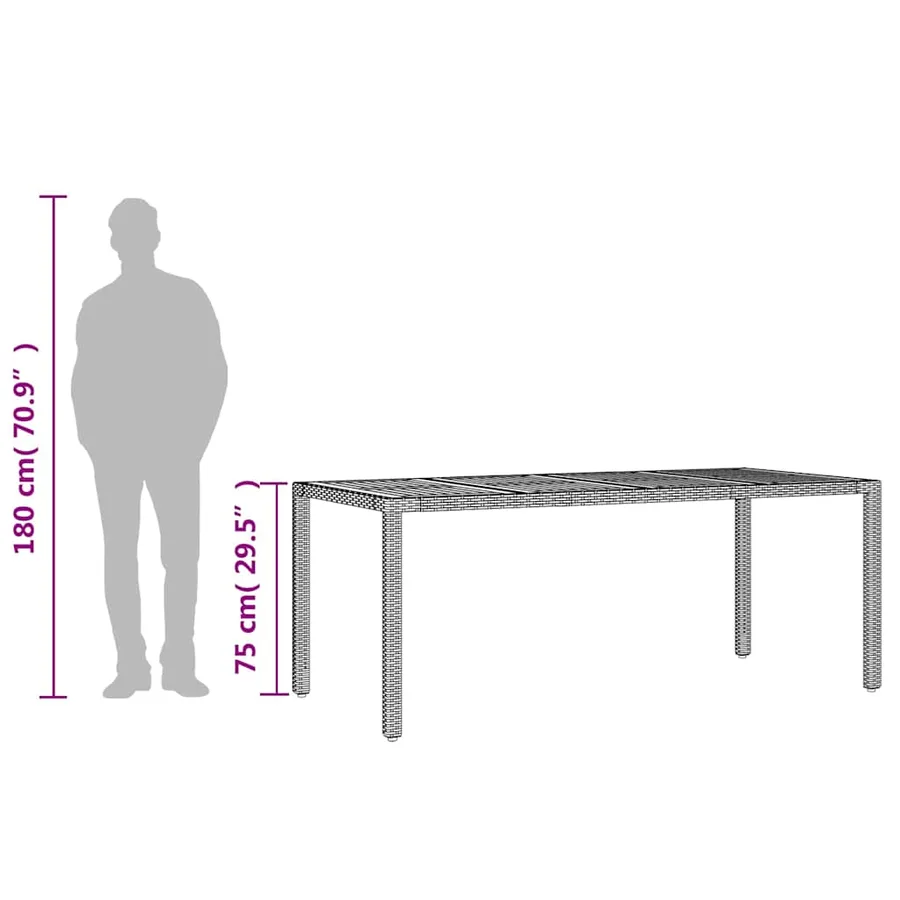 Table de jardin et dessus en bois d'acacia noir résine tressée - 10
