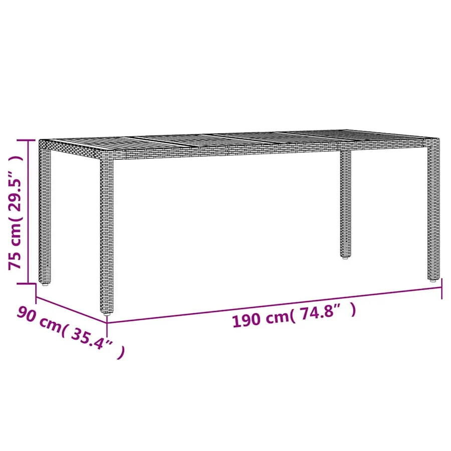 Table de jardin et dessus en bois d'acacia noir résine tressée - 11