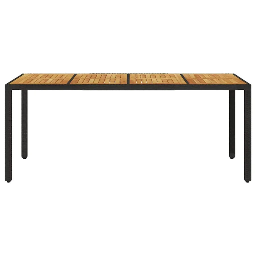 Table de jardin et dessus en bois d'acacia noir résine tressée - 4