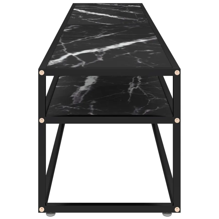 Meuble TV marbre noir 180x40x40,5 cm verre trempé - 4