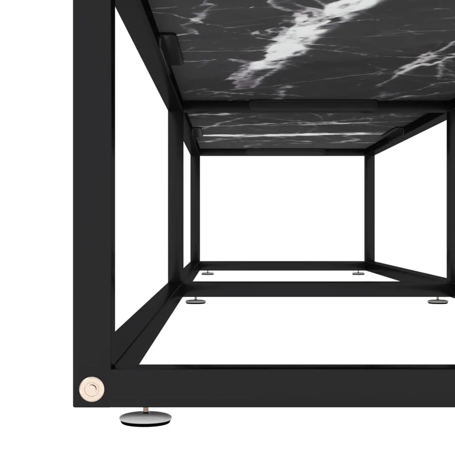 Meuble TV marbre noir 180x40x40,5 cm verre trempé - 6