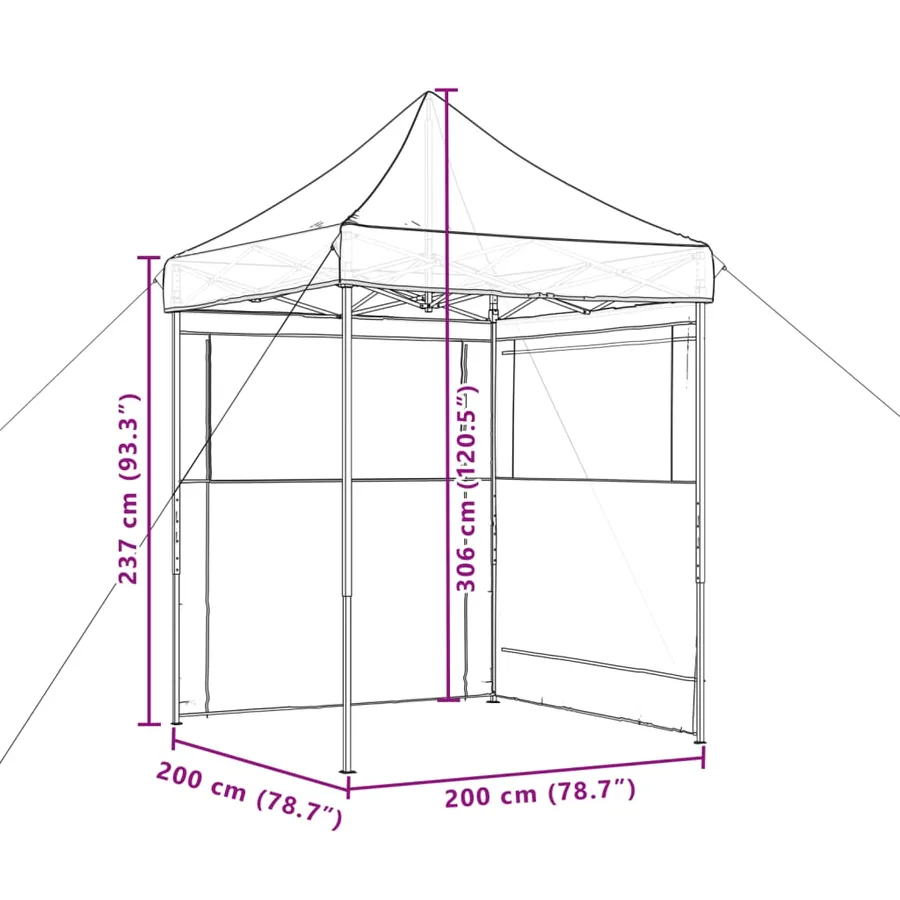 Tente de réception pliable escamotable 2 parois latérales vert - 9