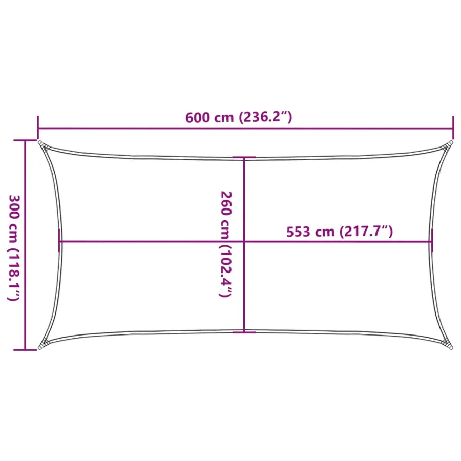 Voile d'ombrage gris clair 6x3 m 100% polyester oxford - 10