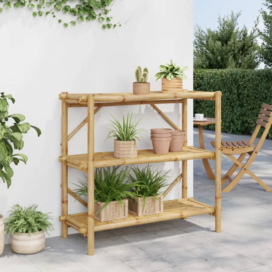 Étagère à 3 niveaux 100x40x90 cm bambou - 3