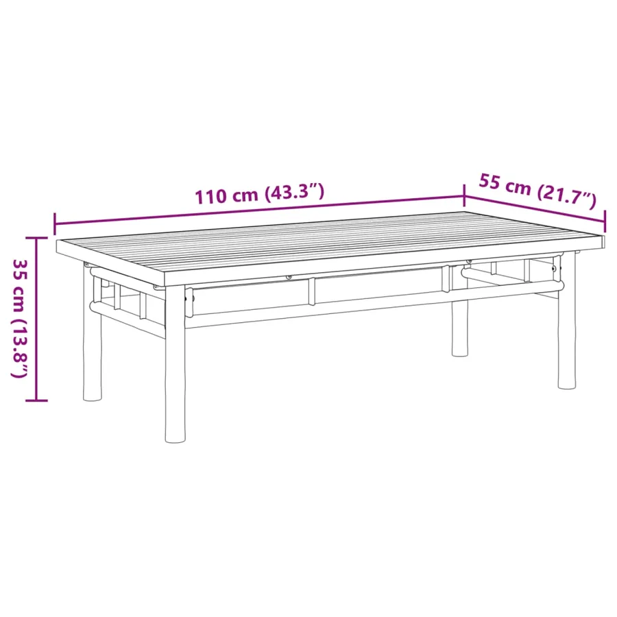 Table basse 110x55x35 cm bambou - 8