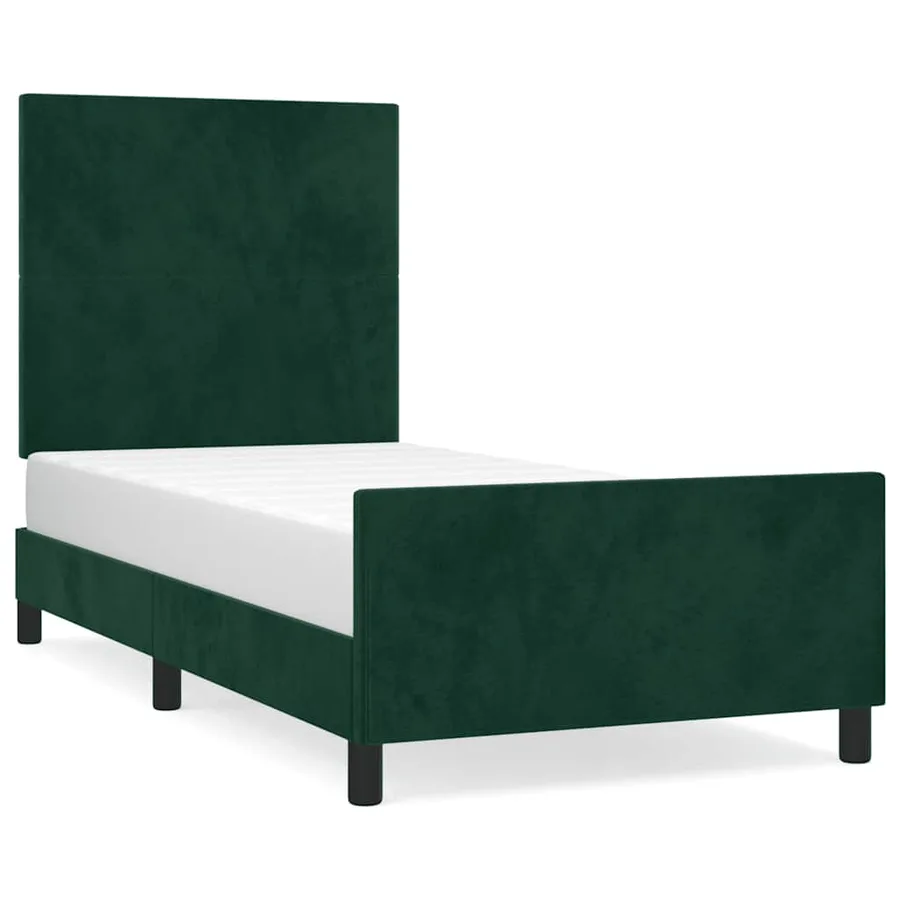 Cadre de lit sans matelas vert foncé 90x200 cm velours - 2