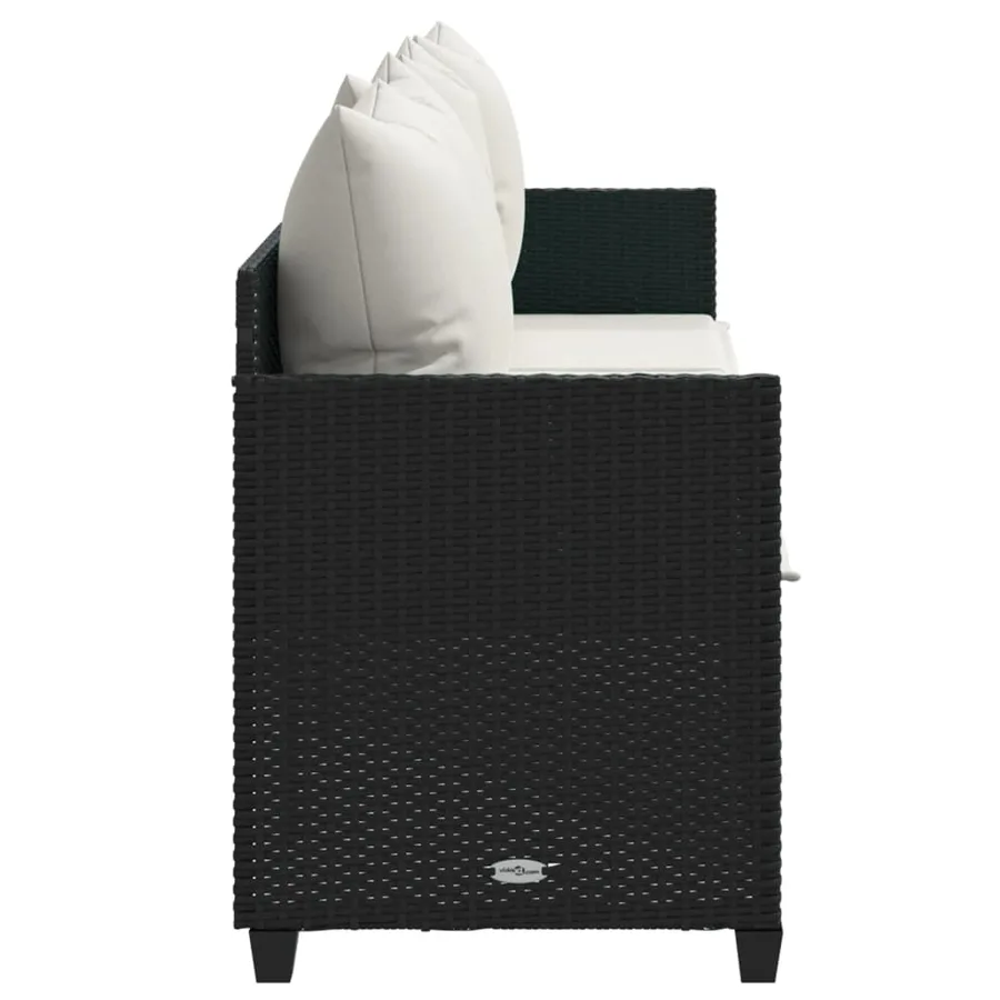 Chaise longue avec coussins noir résine tressée - 6