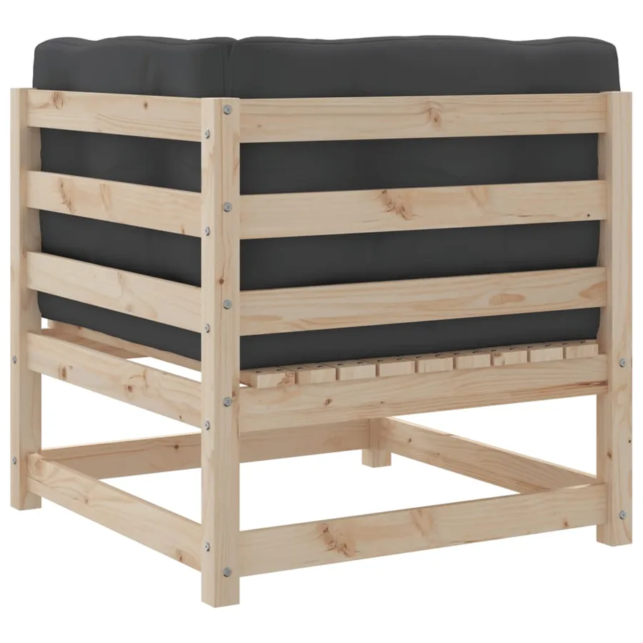 Salon de jardin 6 pcs avec coussins bois de pin massif - 7