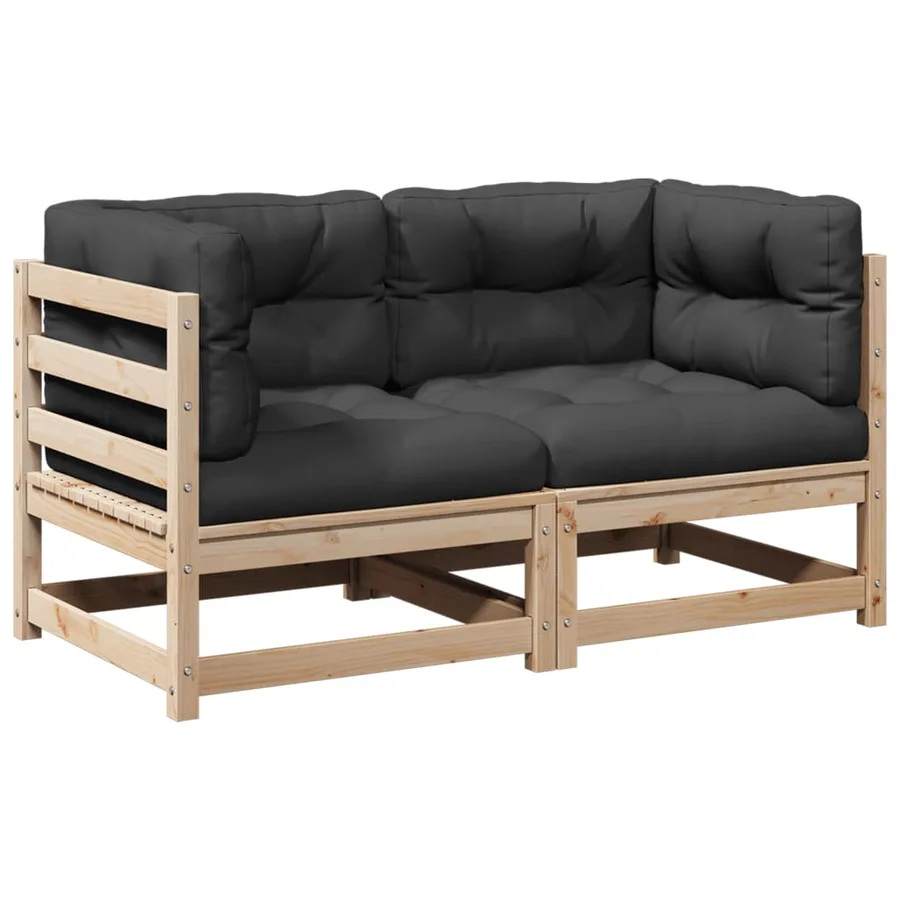 Salon de jardin 2 pcs avec coussins bois de pin massif - 2