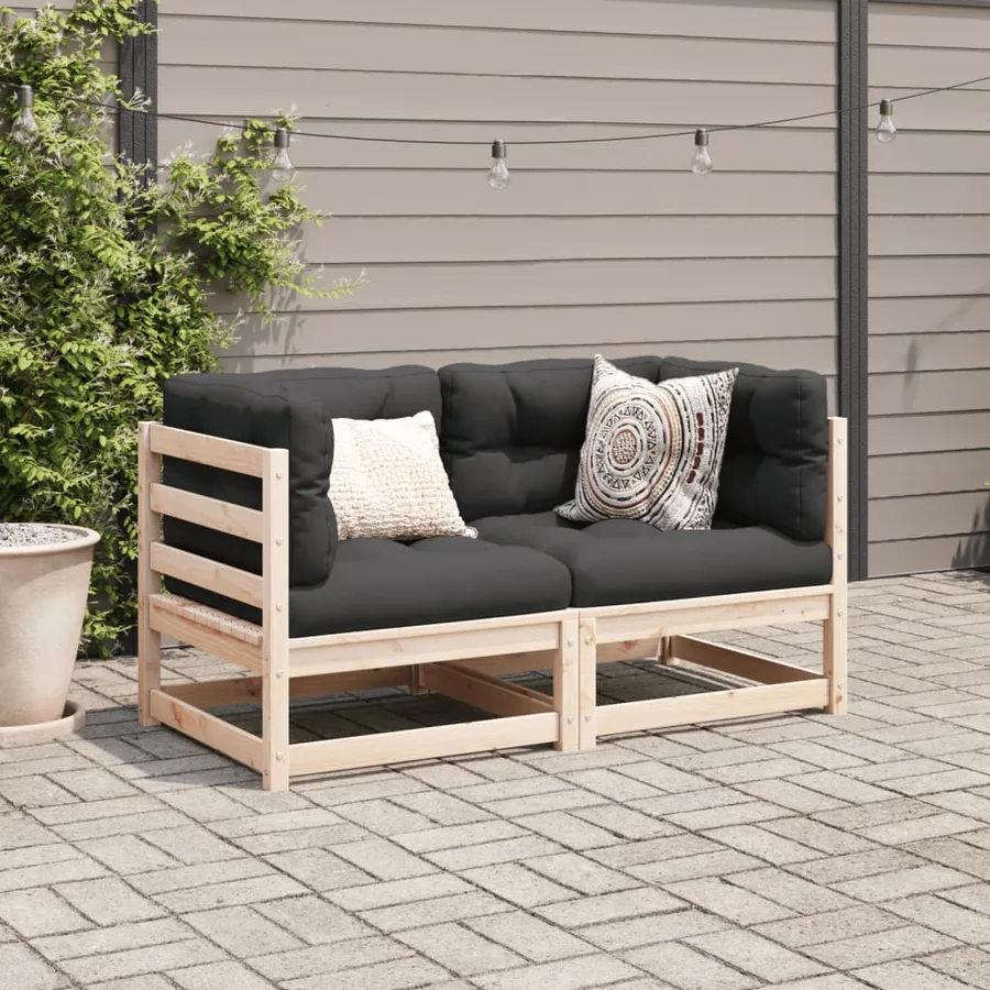 Salon de jardin 2 pcs avec coussins bois de pin massif - 3