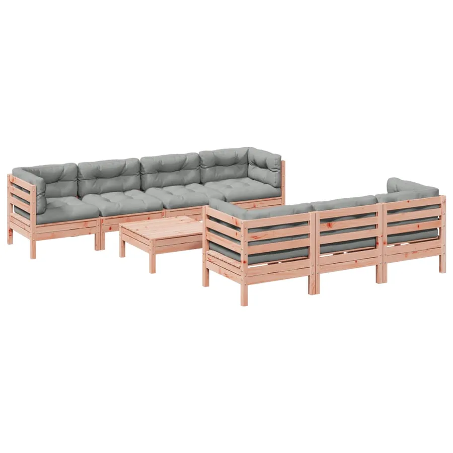 Salon de jardin 8 pcs avec coussins sapin douglas solide - 2