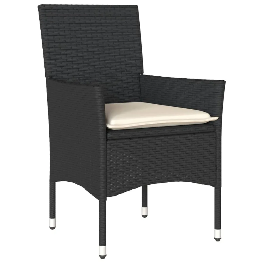Ensemble à manger de jardin et coussins 7pcs noir rotin acacia - 3