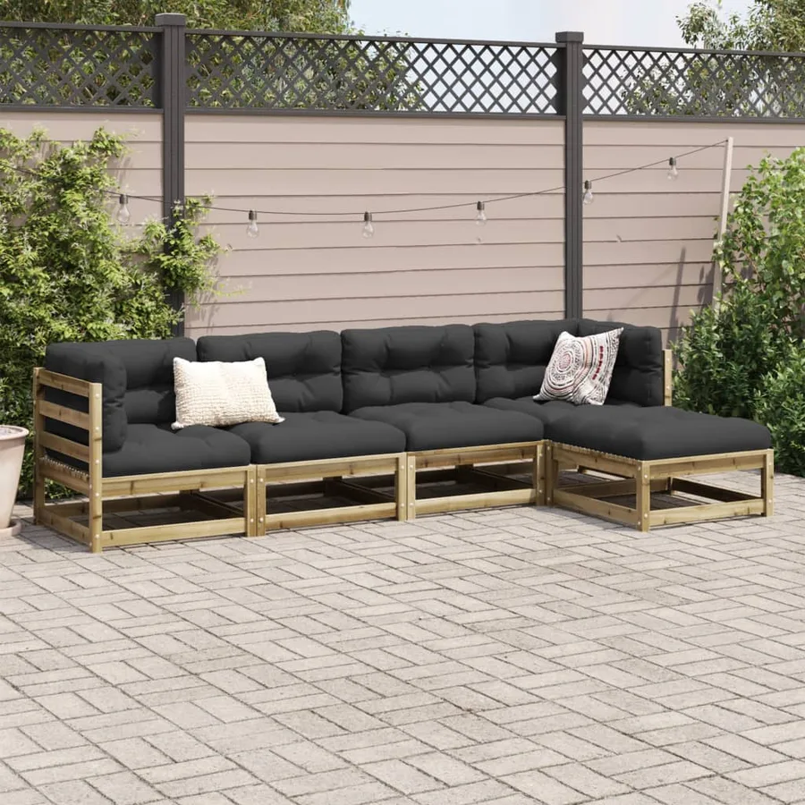 Salon de jardin 5 pcs bois de pin imprégné - 3