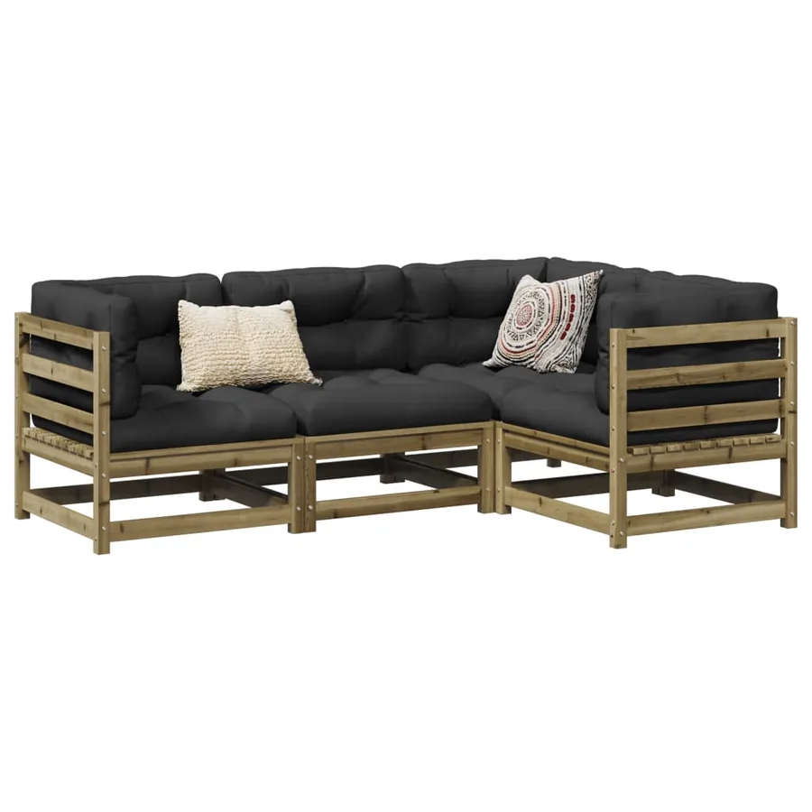Salon de jardin 4 pcs bois de pin imprégné