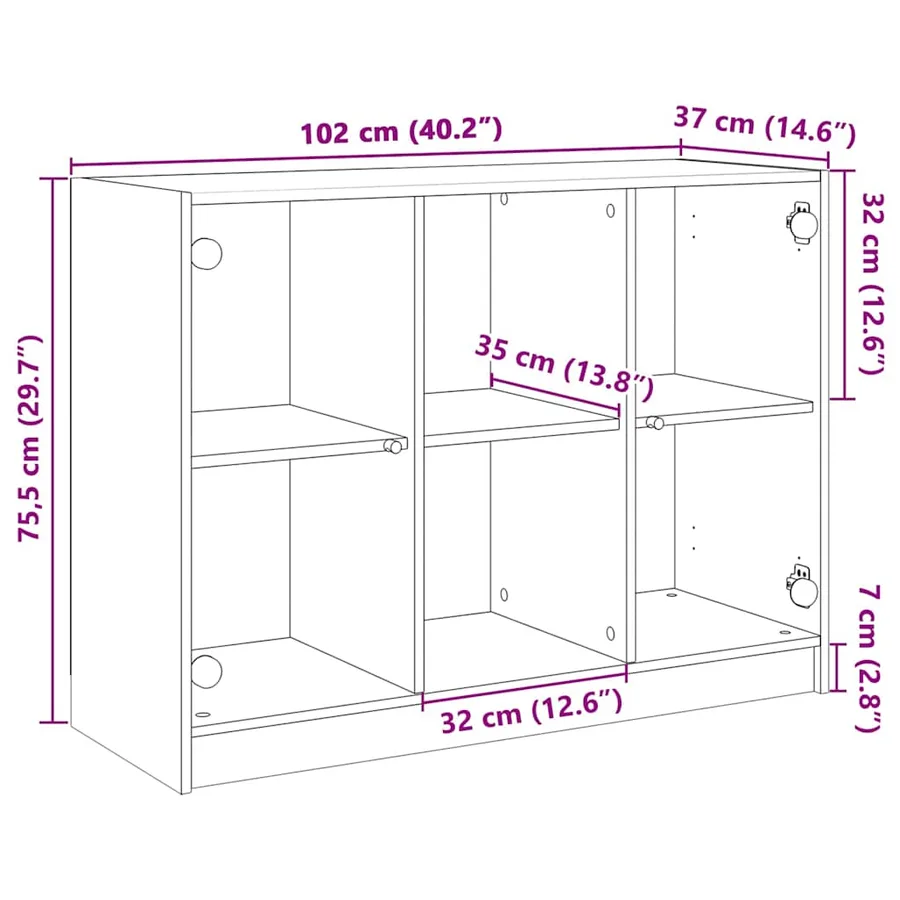 Buffet noir 102x37x75,5 cm bois d'ingénierie - 11