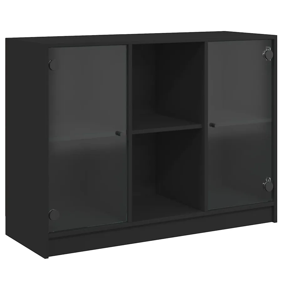 Buffet noir 102x37x75,5 cm bois d'ingénierie - 2