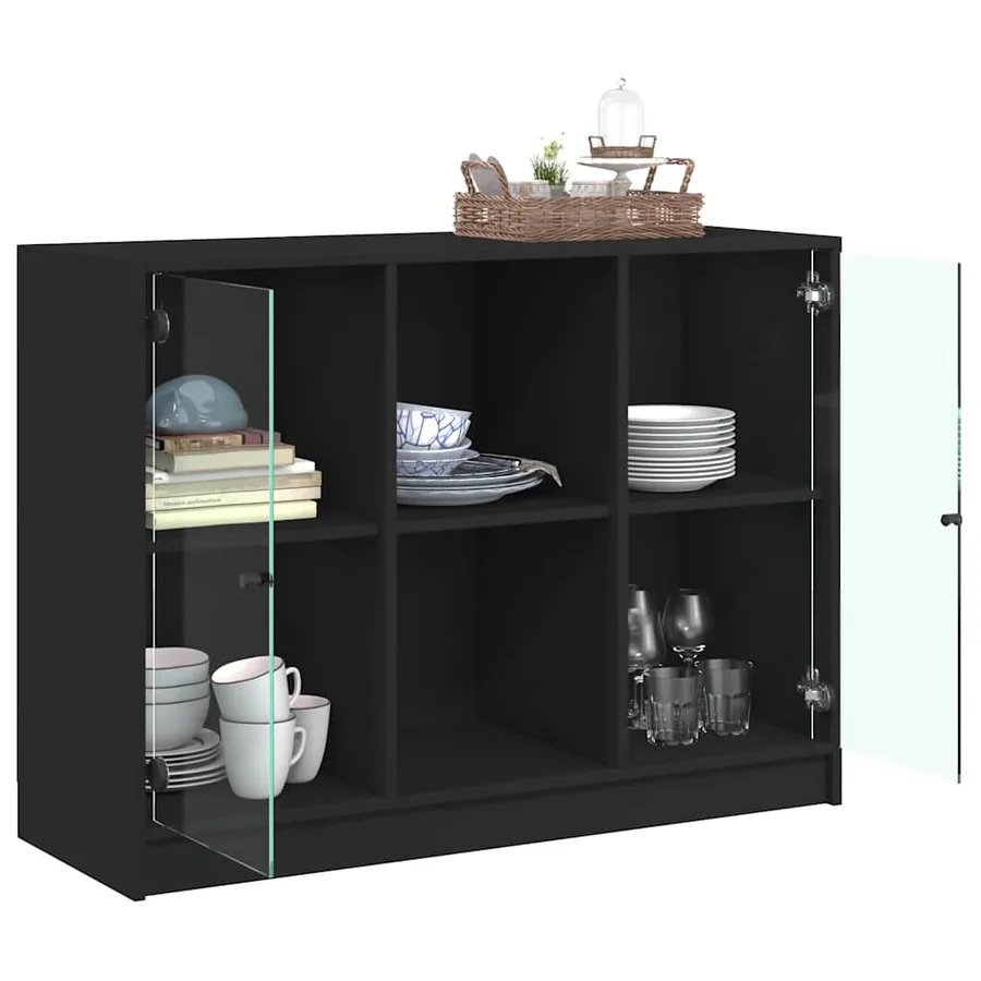 Buffet noir 102x37x75,5 cm bois d'ingénierie - 4