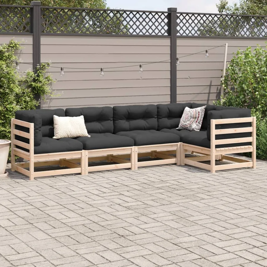 Salon de jardin 5 pcs bois de pin massif - 3