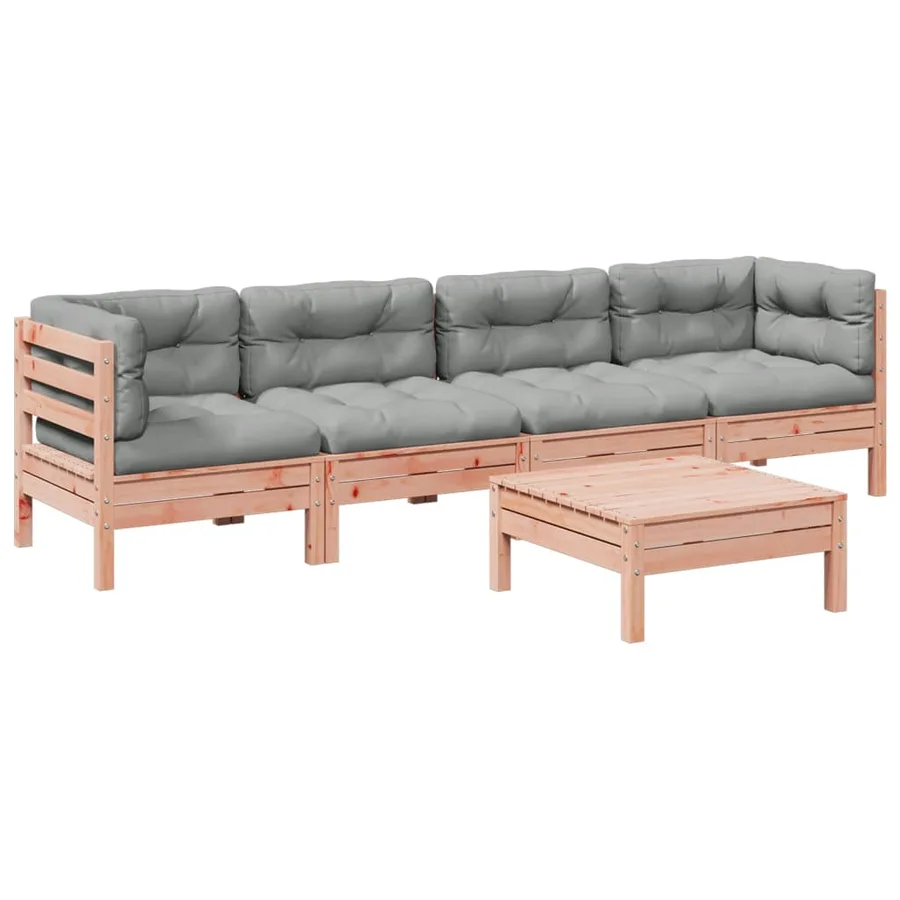 Salon de jardin 5 pcs et coussins bois massif sapin de douglas - 2