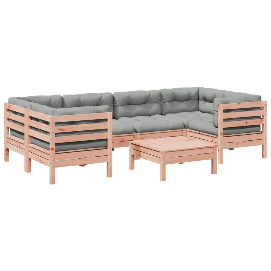 Salon de jardin 7 pcs et coussins bois massif sapin de douglas - 2