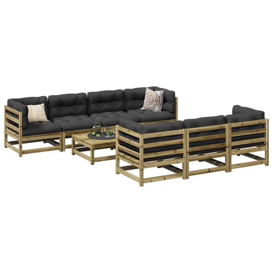Salon de jardin 8 pcs bois de pin imprégné