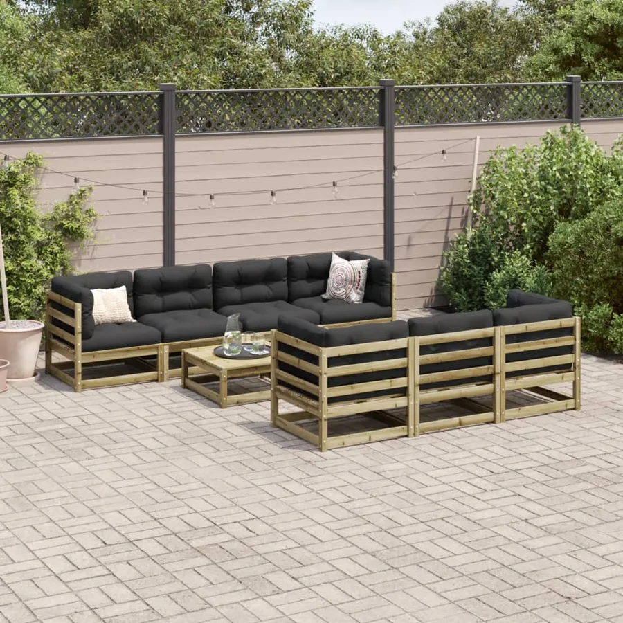 Salon de jardin 8 pcs bois de pin imprégné - 3