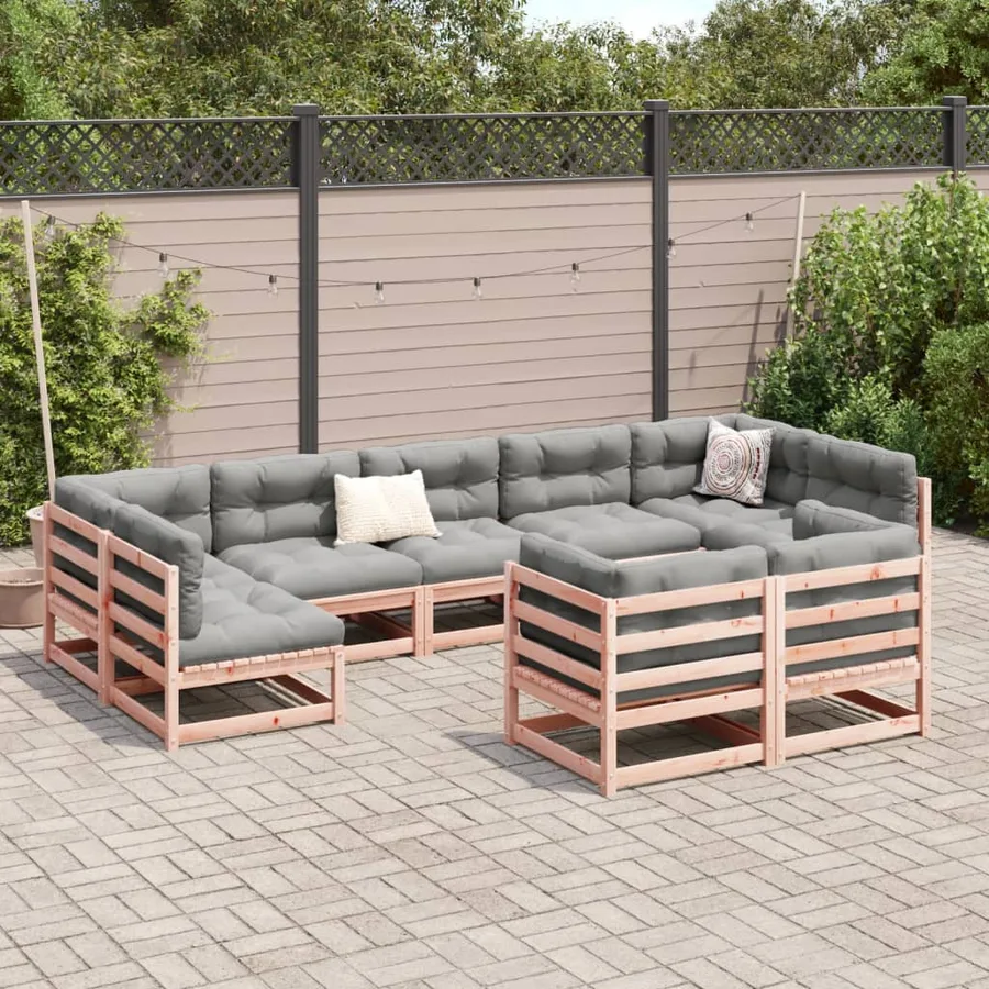 Salon de jardin 9 pcs bois massif sapin de douglas - 3